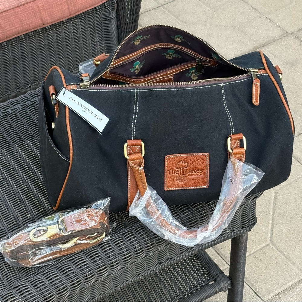 Black Canvas Leather Duffel Bag